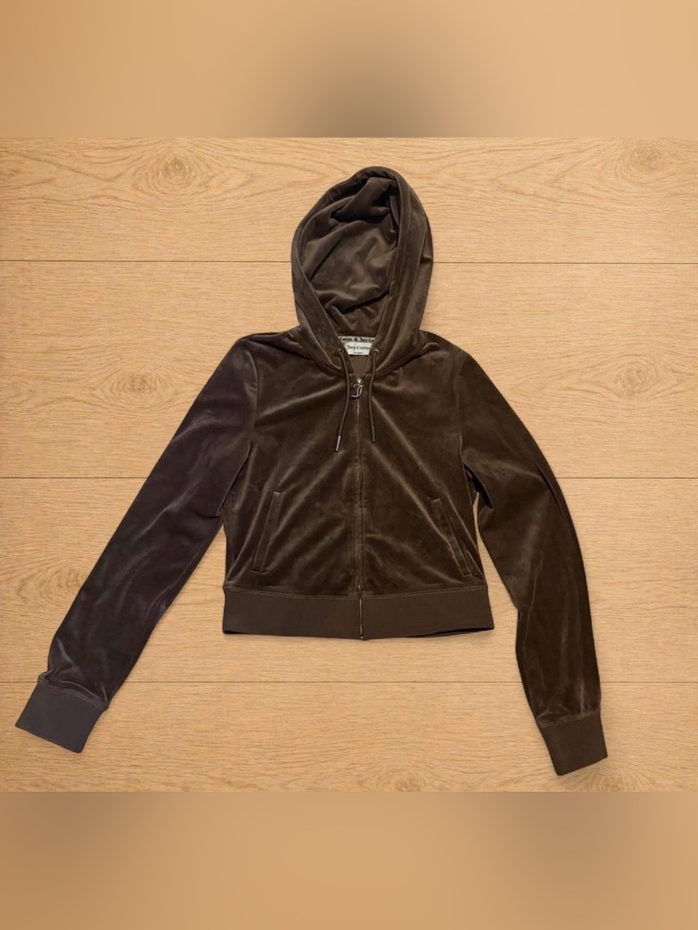 ✨ Juicy Couture Brown Velour Zip-Up Hoodie – Size M ✨